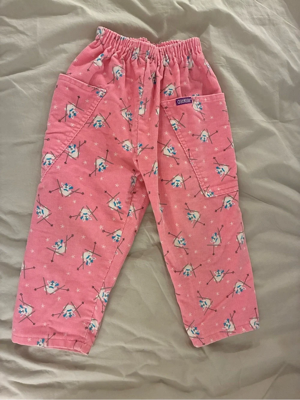 Vintage 80s 90s Rare Oshkosh Bgosh Pink Corduroy Ski Bunny Pants 3T Made in USA